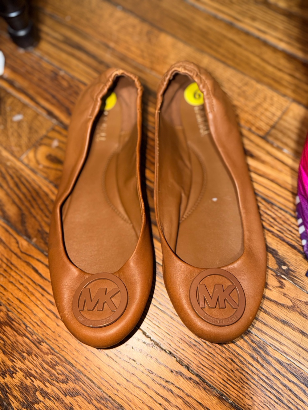 Michael Kors Fulton Brown Leather MK Logo Ballet Flats Women’s Size 9